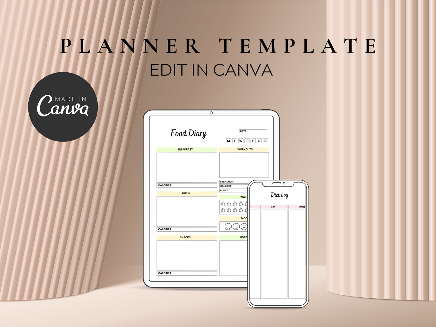 Health & Fitness Planner Canva Templates MRR+PLR Resell rights