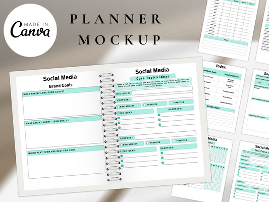 Social Media Planner Canva Interior MRR+PLR Resell rights