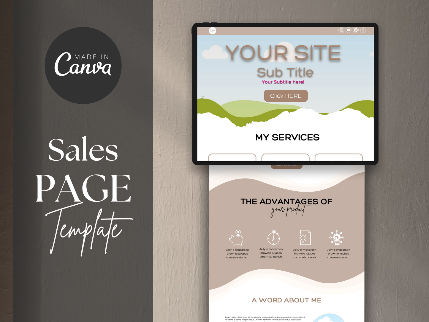 Webpage Canva Template MRR+PLR Resell rights