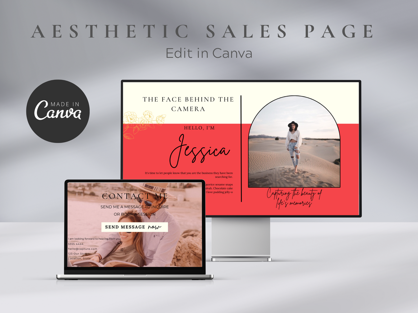 Photography Website Template Canva MRR+PLR Resell rights