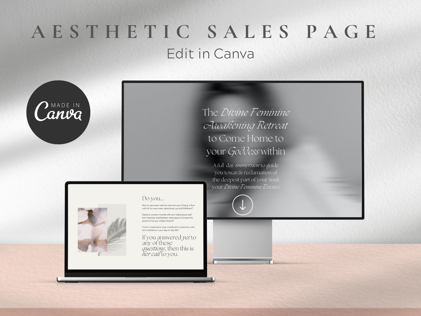 Minimalist Canva Sales Page Template MRR+PLR Resell rights