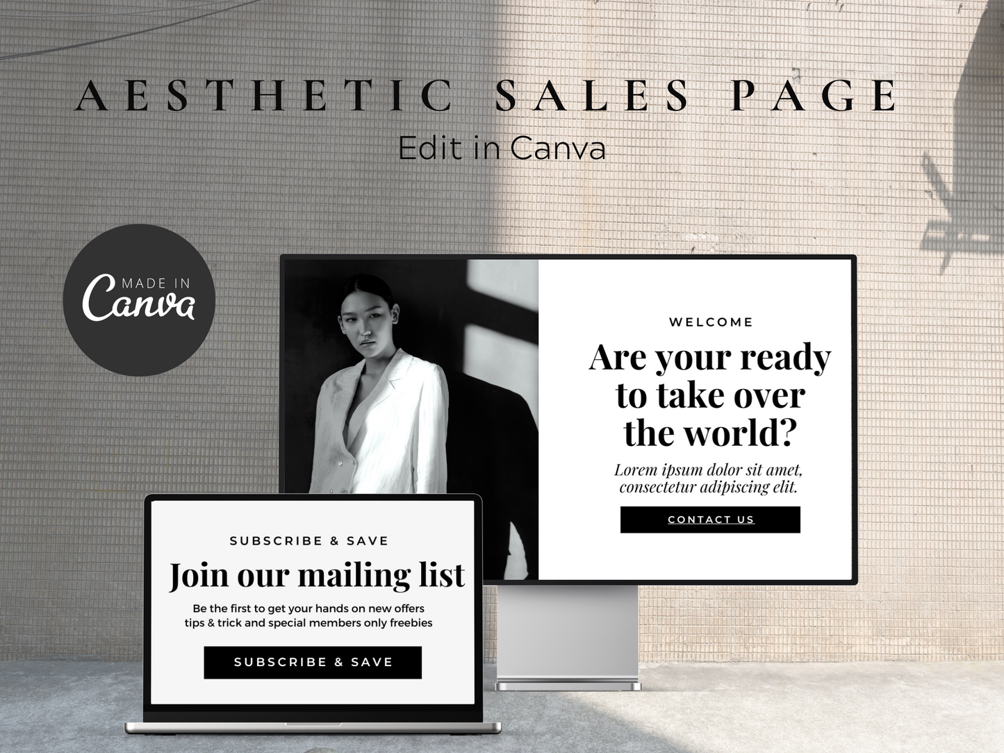 Sales Page Canva Template MRR+PLR Resell rights