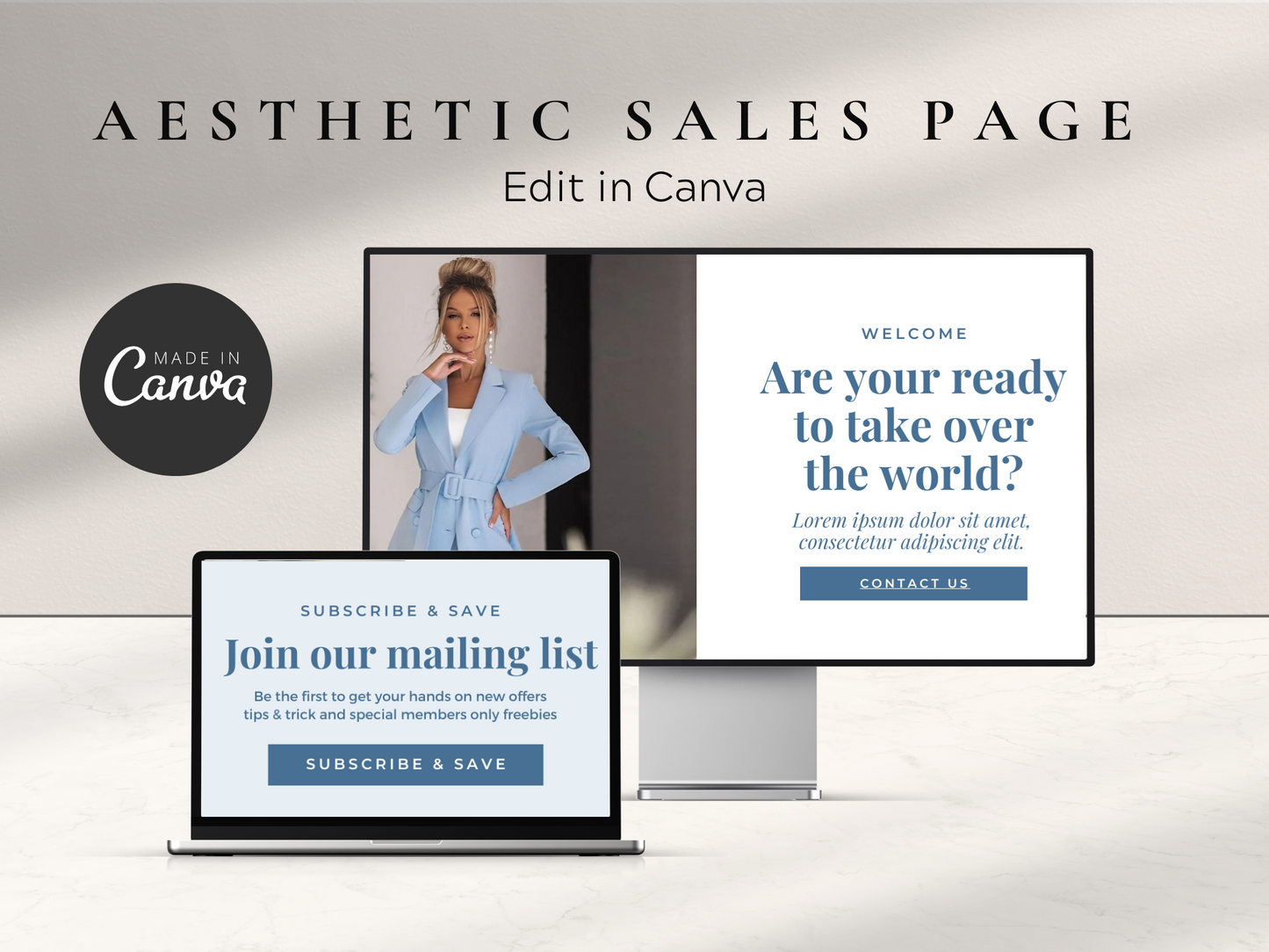 Sales Page Canva Template MRR+PLR Resell rights