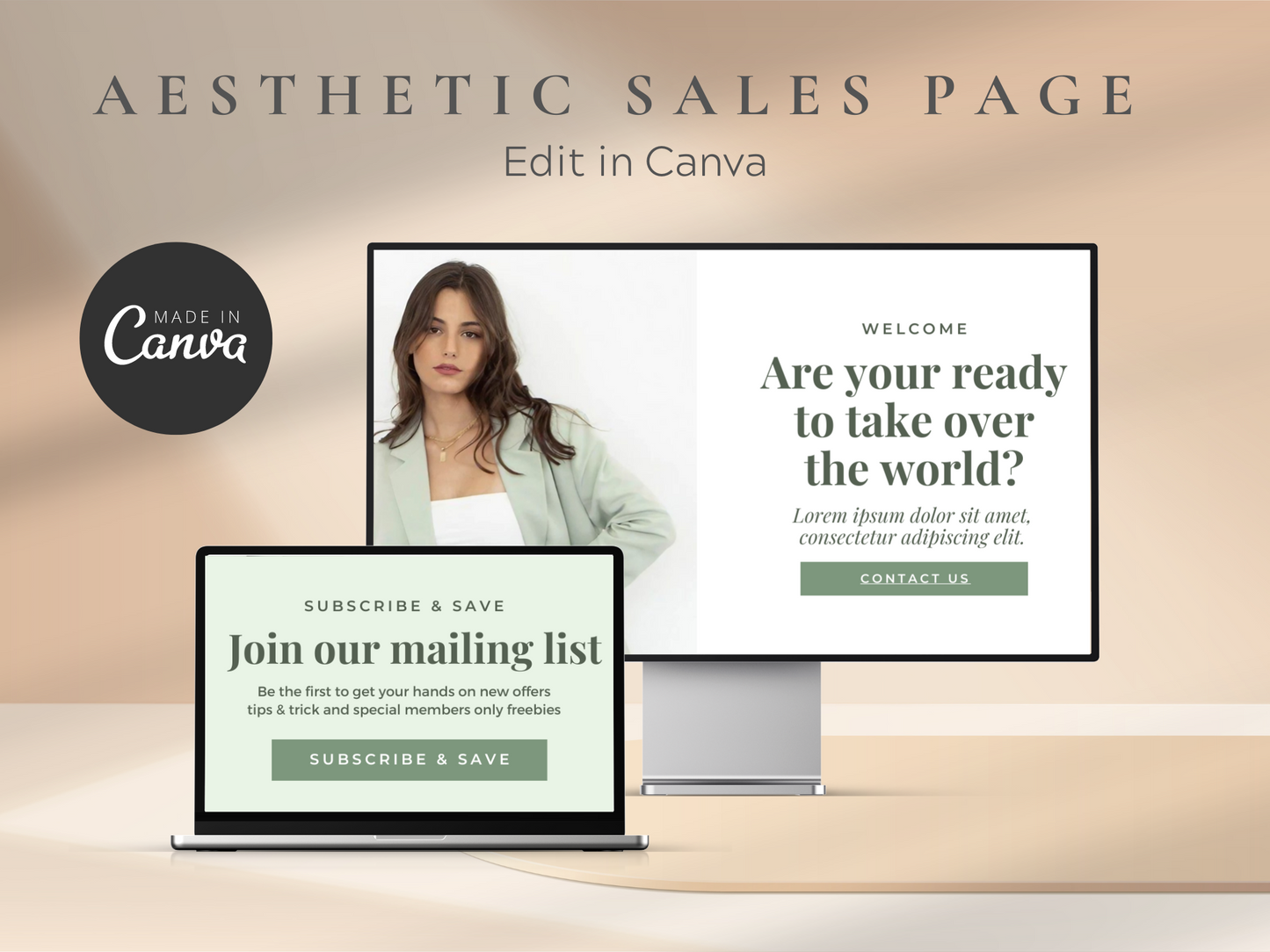 Sales Page Canva Template MRR+PLR Resell rights