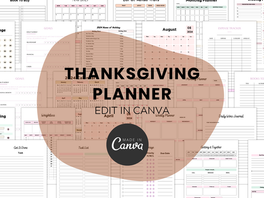 Thanksgiving Planner Canva Templates MRR+PLR Resell rights