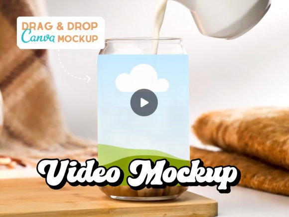 Video Can Glass Canva Mockup