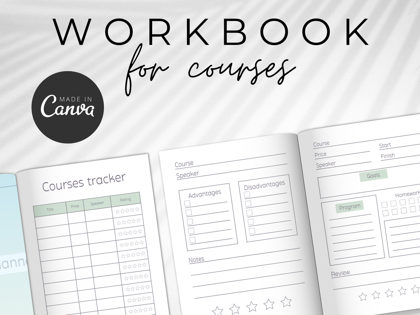 Editable Course Planner Canva Template MRR+PLR Resell rights