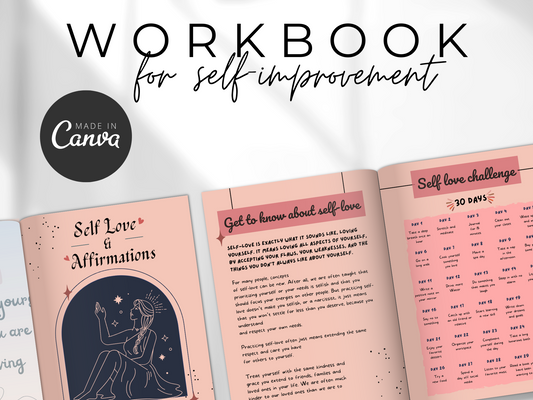 Canva Self Love & Affirmations Workbook MRR+PLR Resell rights