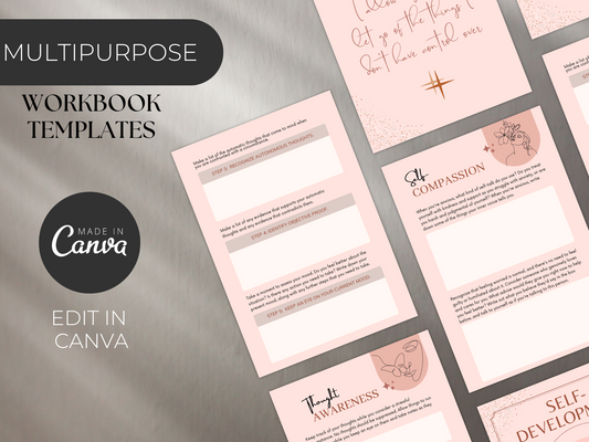 Canva Mental Health Workbook Templates MRR+PLR Resell rights