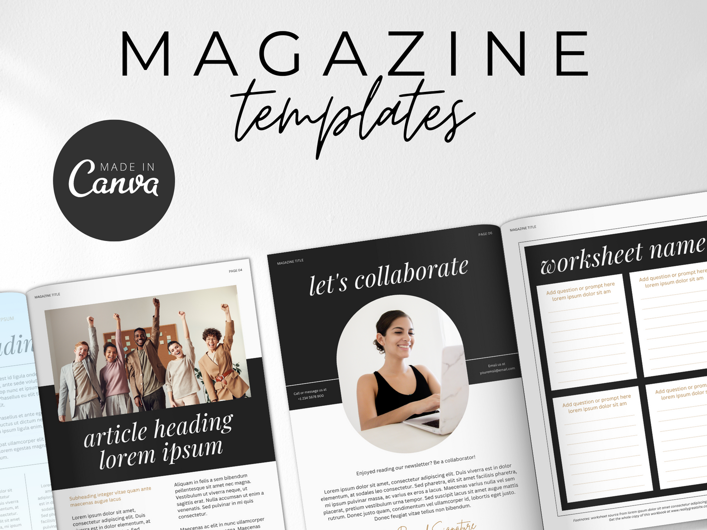 Magazine Page Canva Templates MRR+PLR Resell rights