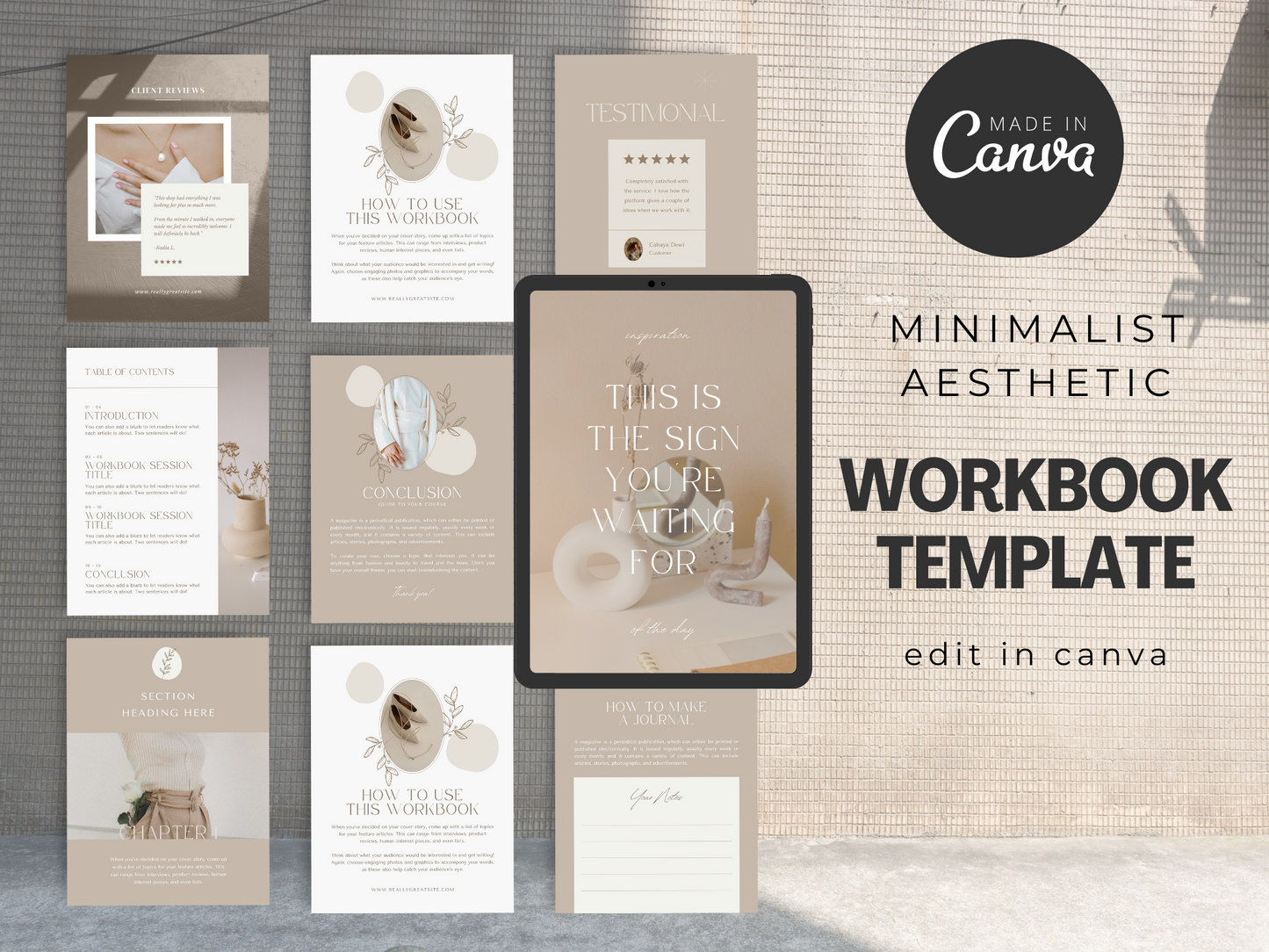 Neutral Boho Canva Workbook for Coaches MRR+PLR Resell rights