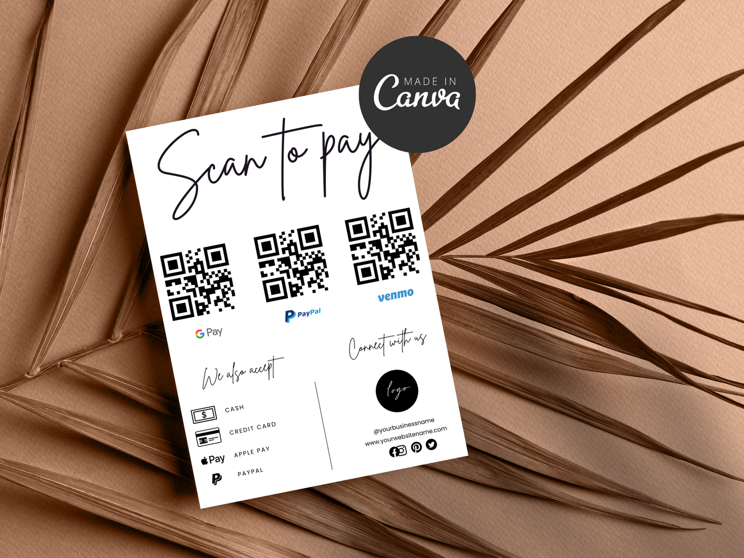 Scan to Pay Sign Template