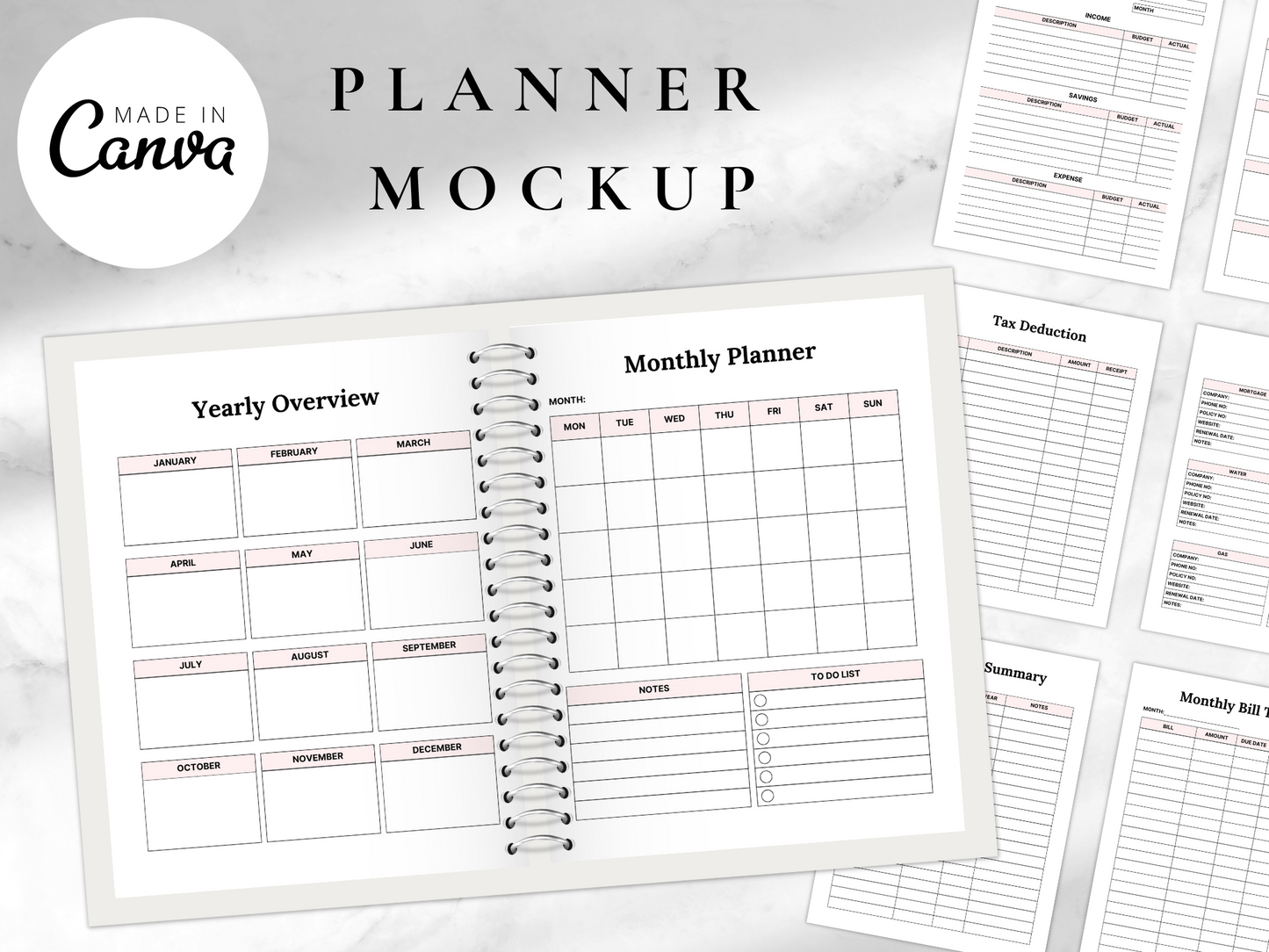 Editable Productivity Planner Canva