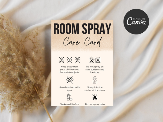 Canva Room Spray Care Instructions Card