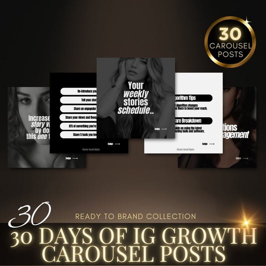 30 days of Instagram growth carousel posts MRR+PLR