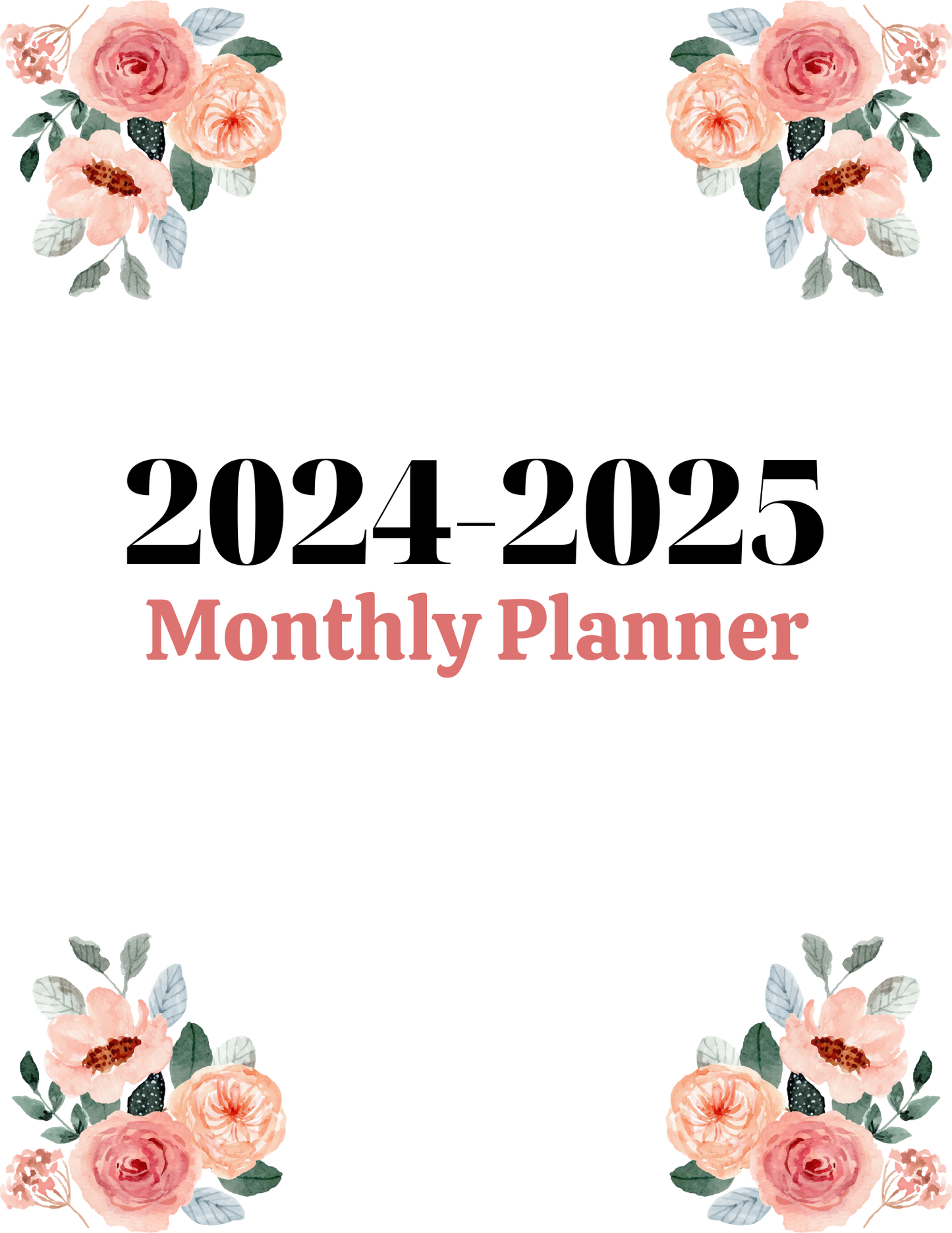 2024-2025 Monthly Planner -PLR MRR