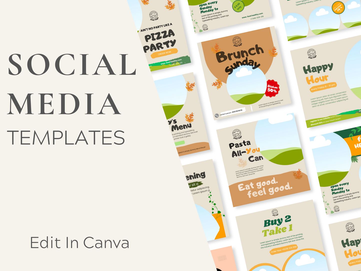 60 Restaurant Social Media Templates