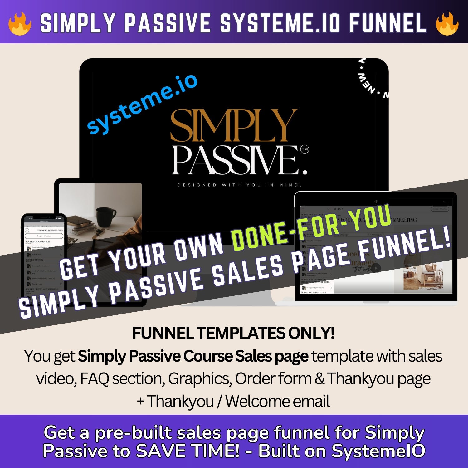 Simply Passive Course Simply Passive MRR Course Sales page funnel for systemeIO + Order page ...