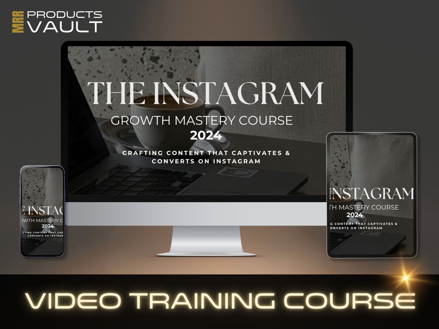 Instagram Growth Mastery Course with MRR Master Resell Rights + Sales landing page funnel for systemeIO template + Canva template