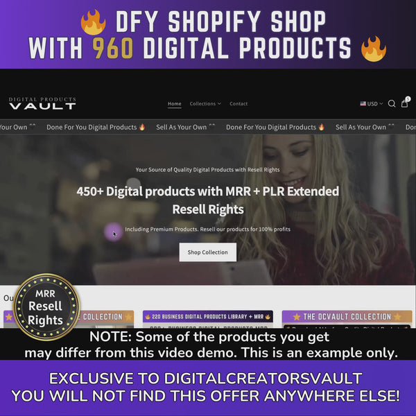 Premium V2 Shopify Shop preloaded with 960+ MRR+PLR Digital Products + Ultimate Branding Course