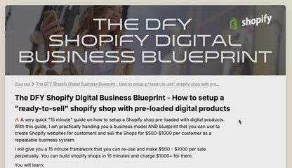 The DFY Shopify Digital Business Blueprint - Video Course (COM)