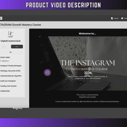 Instagram Growth Mastery Course with MRR Master Resell Rights + Sales landing page funnel for systemeIO template + Canva template