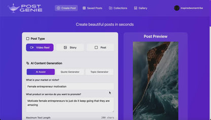 PostGenie - Create beautiful Instagram Posts instantly - LifeTime Offer! (Included in Full Suite)