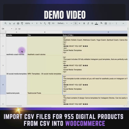 955 Digital Products Google Sheet CSV + Shopify Import files with Master resell rights MRR + PLR for Products