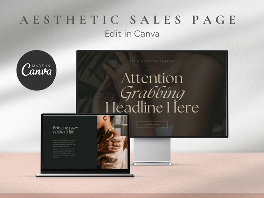 Aesthetic Sales Page Canva Template MRR+PLR Resell rights