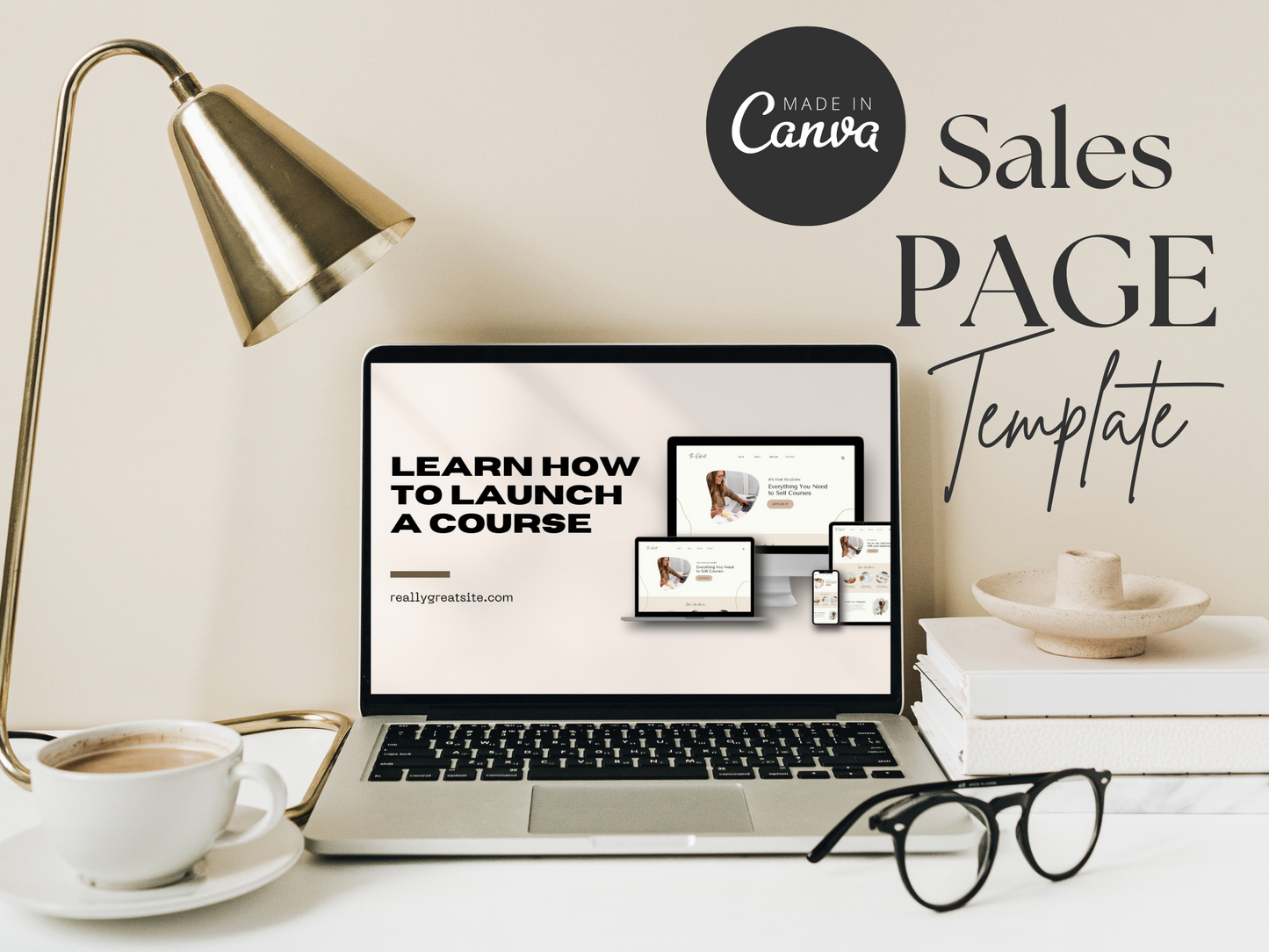 Course Sales Page Canva Template MRR+PLR Resell rights