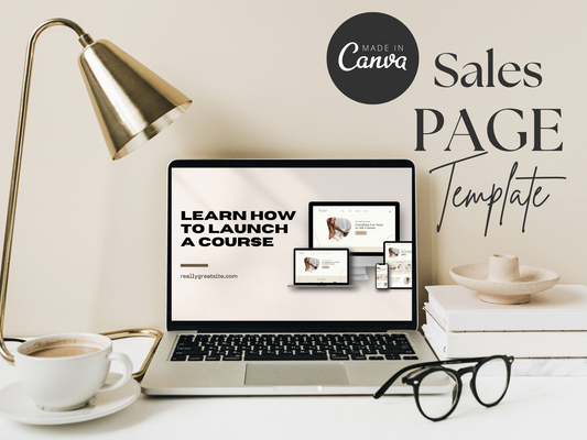 Course Sales Page Canva Template MRR+PLR Resell rights