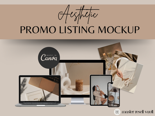 Aesthetic Promo Listing Mockup MRR+PLR Resell rights