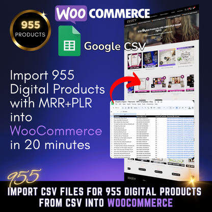 955 WooCommerce MRR Digital Products Import Google Sheet CSV