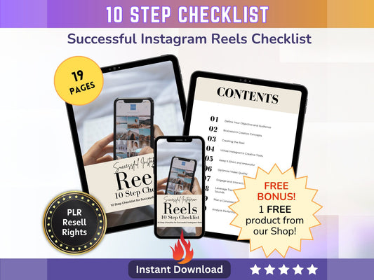 DCVault - Successful Instagram Reels Guide - 10 Step Checklist - PLR Resell rights | Tips for Creating Captivating Reels to Boost IG Insta Engagement - MRR Products Vault