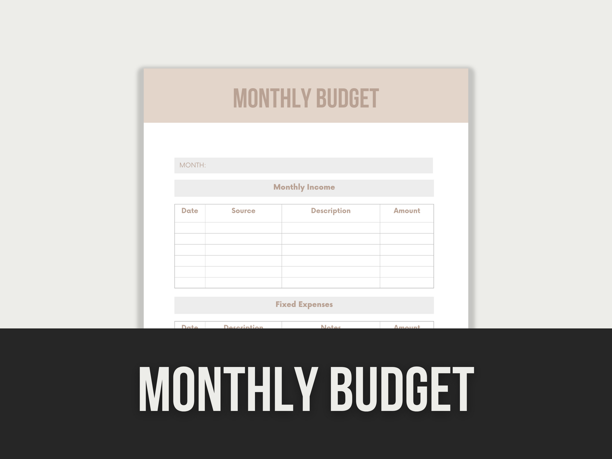 monthly budget - MRR Products Vault