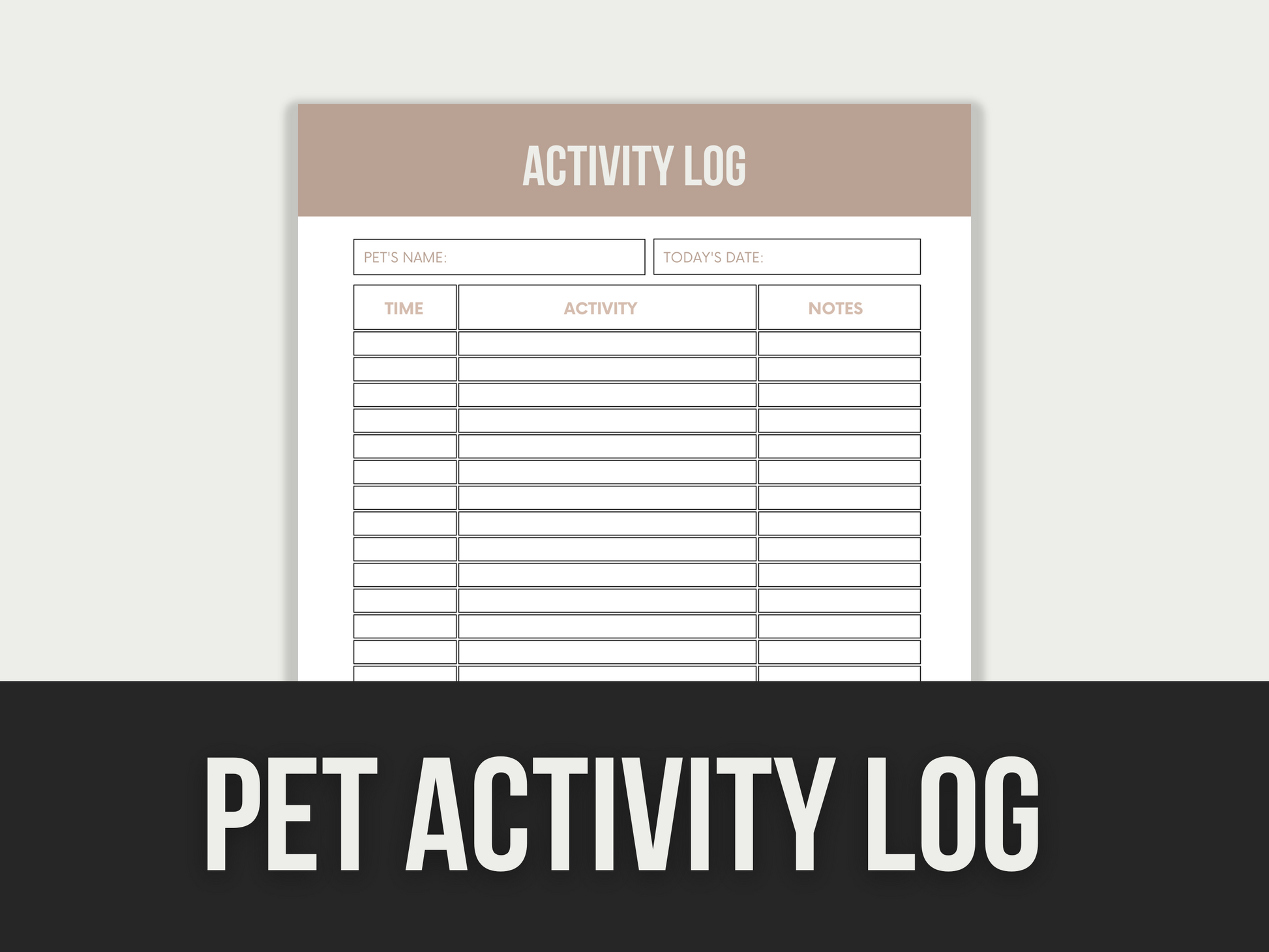 pet activity log - MRR Products Vault