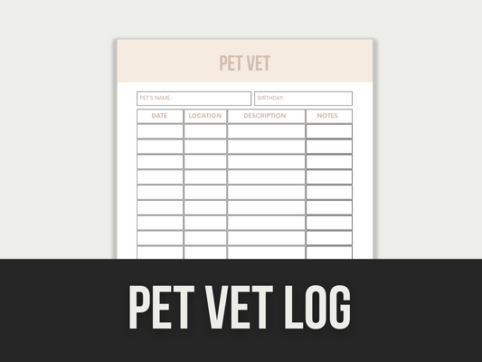 pet vet log - MRR Products Vault