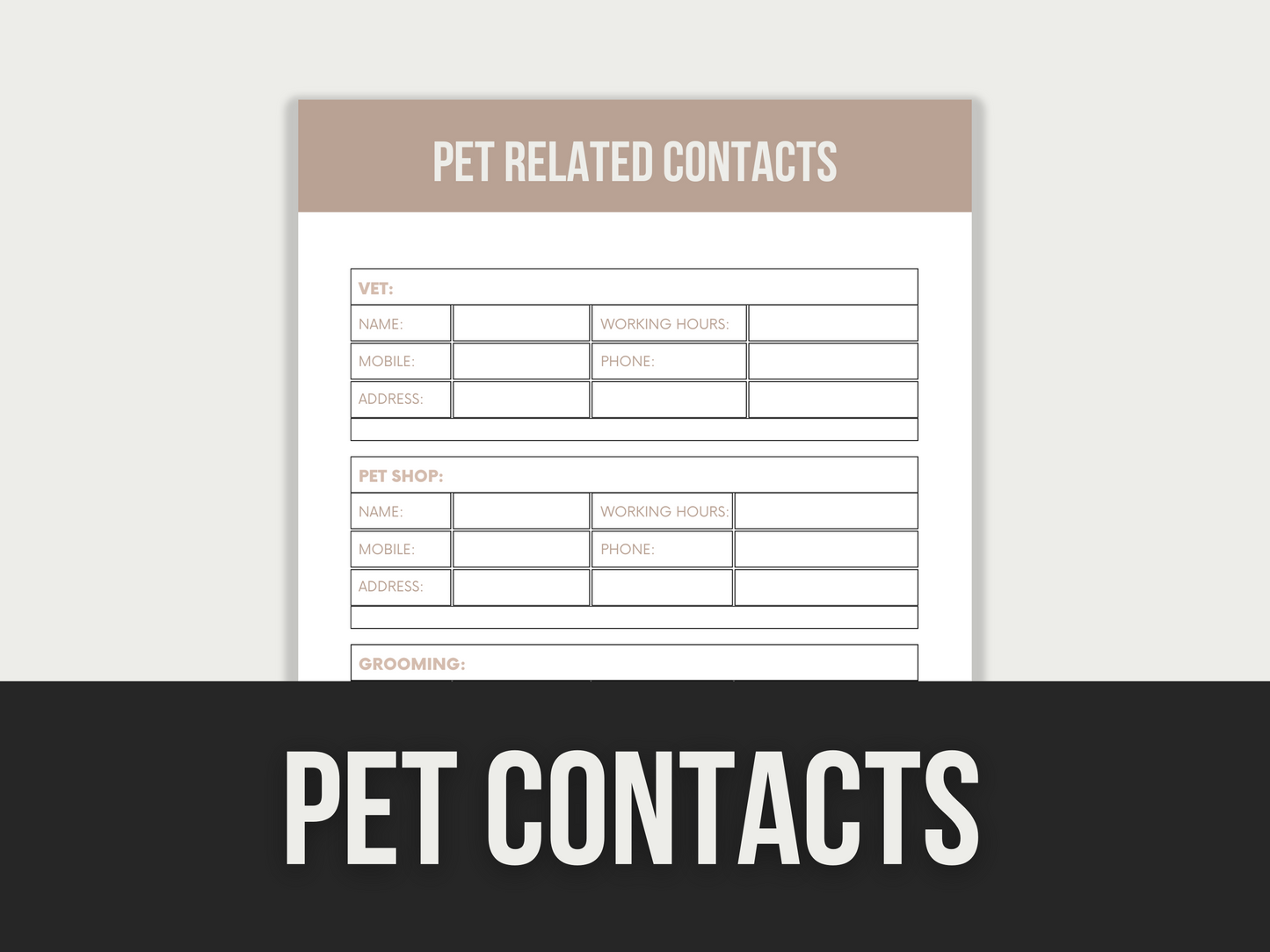 pet contacts - MRR Products Vault