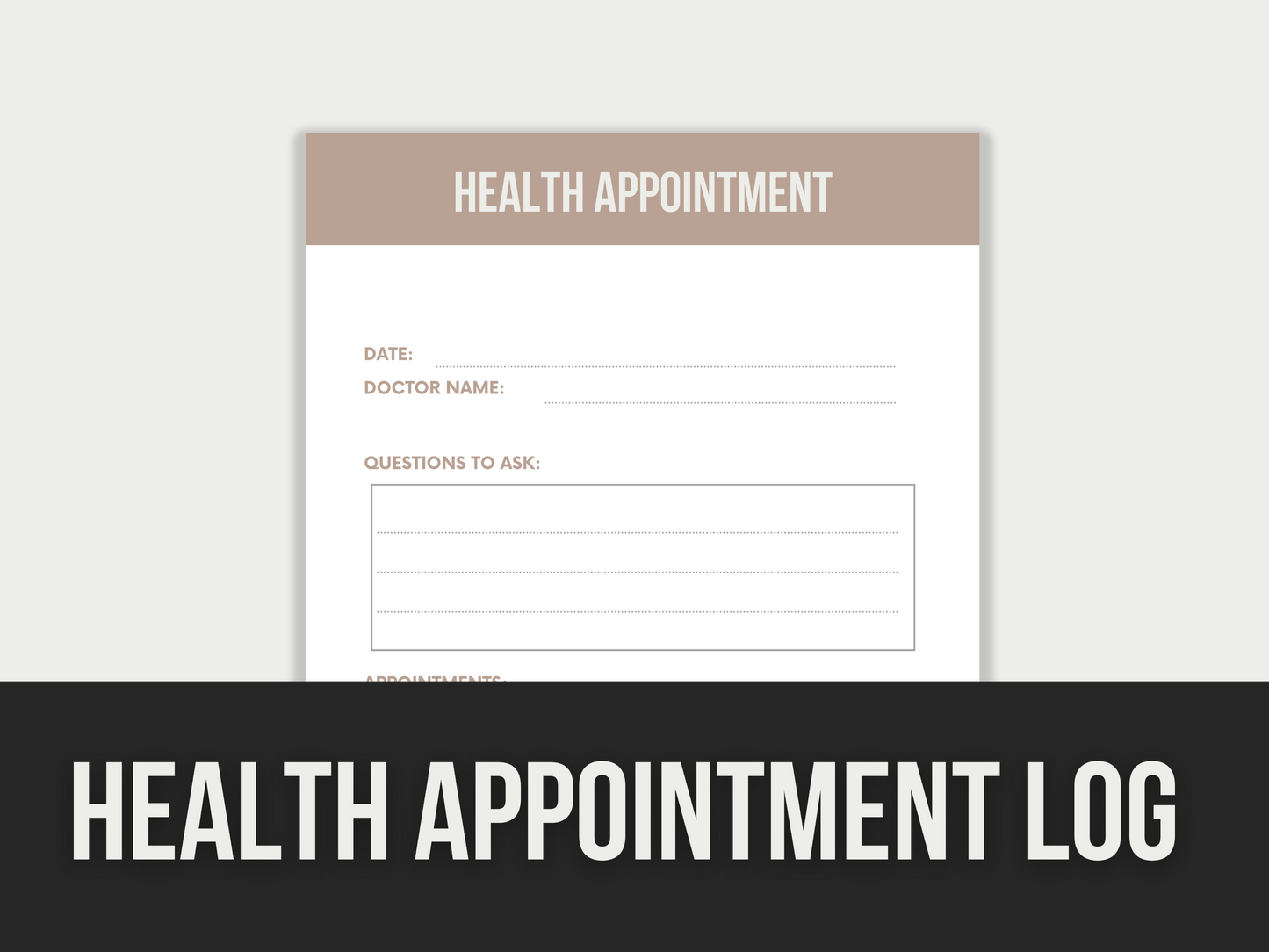 health appointment log - MRR Products Vault