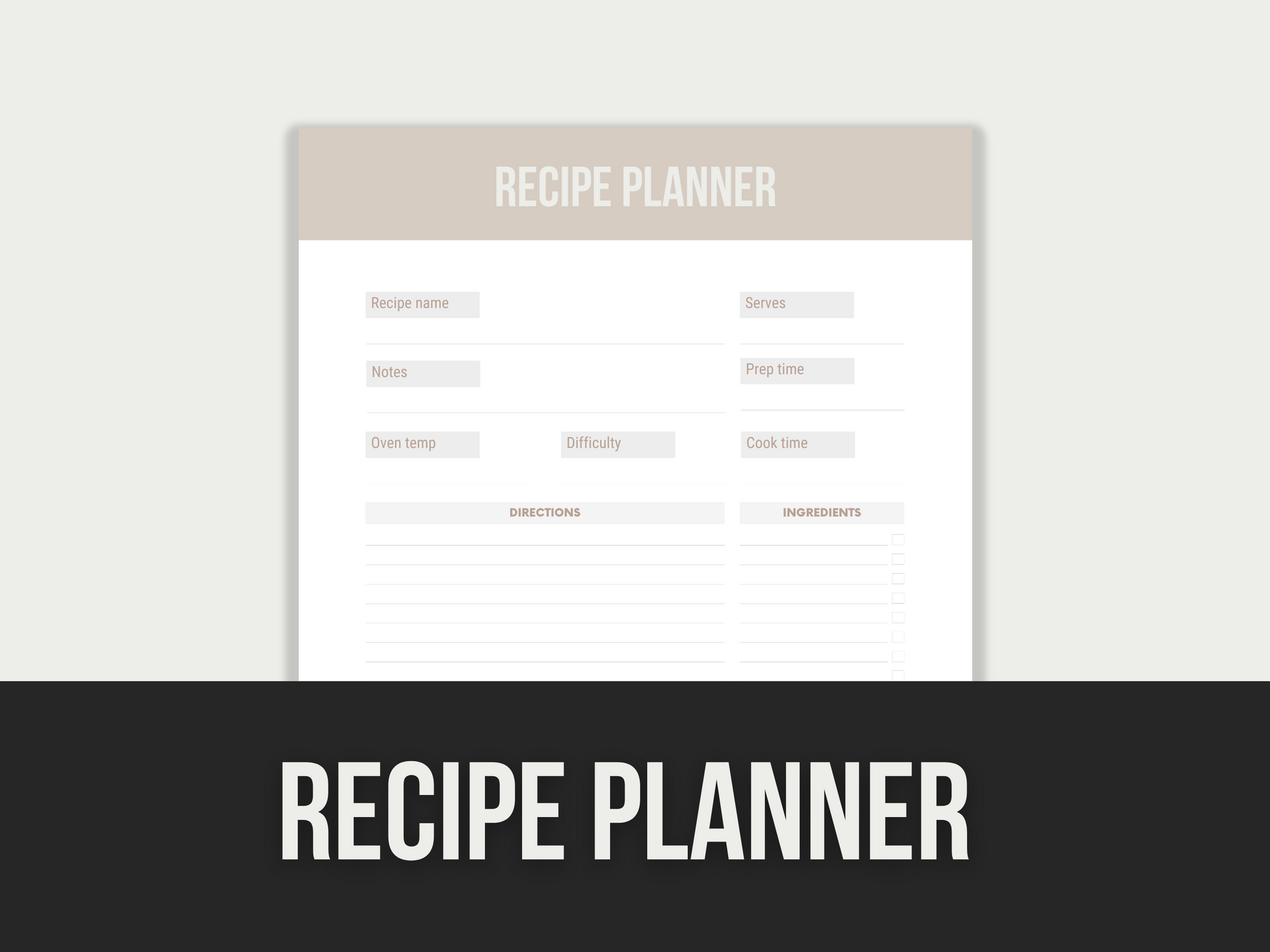 recipe planner - MRR Products Vault