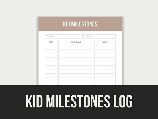 kid milestones log - MRR Products Vault