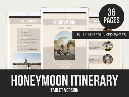 honeymoon itnerary tablet