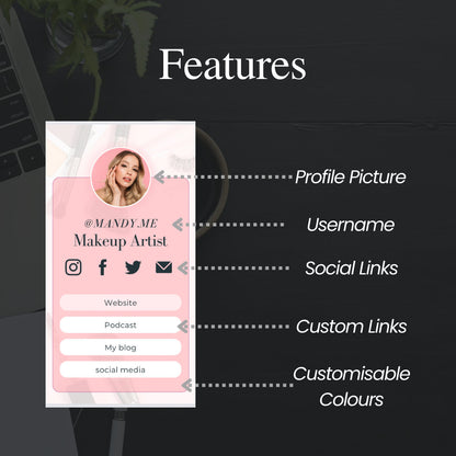 Link in Bio (Pink) Template PLR | Link In Bio Canva Template | Instagram landing page | Tik tok template | Canva Link in bio| Landing Page - MRR Products Vault