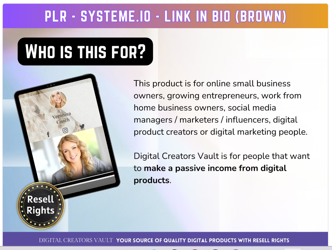 Link in Bio (Brown) SystemeIO with MRR+PLR Resell rights | Instagram bio  | Tiktok bio | SystemeIO page funnel - MRR Products Vault