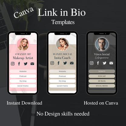 Link in Bio (Pink) Template PLR | Link In Bio Canva Template | Instagram landing page | Tik tok template | Canva Link in bio| Landing Page - MRR Products Vault