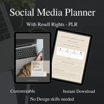 PLR - Social Media Planner (Brown) | Instagram Planner | Blog Planner | Small Business | Social Media Content Calendar | Luxury - MRR Products Vault