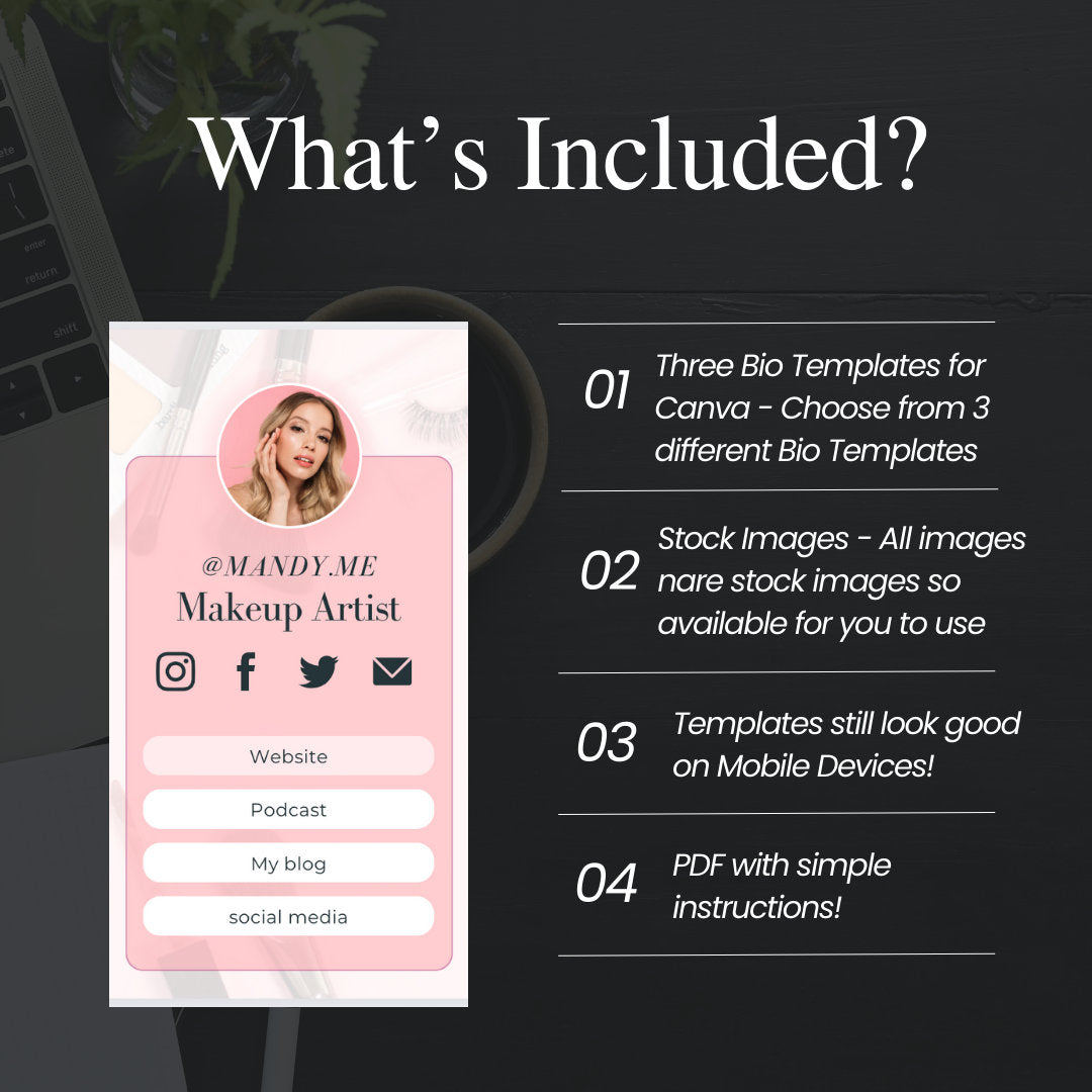 Link in Bio (Pink) Template PLR | Link In Bio Canva Template | Instagram landing page | Tik tok template | Canva Link in bio| Landing Page - MRR Products Vault