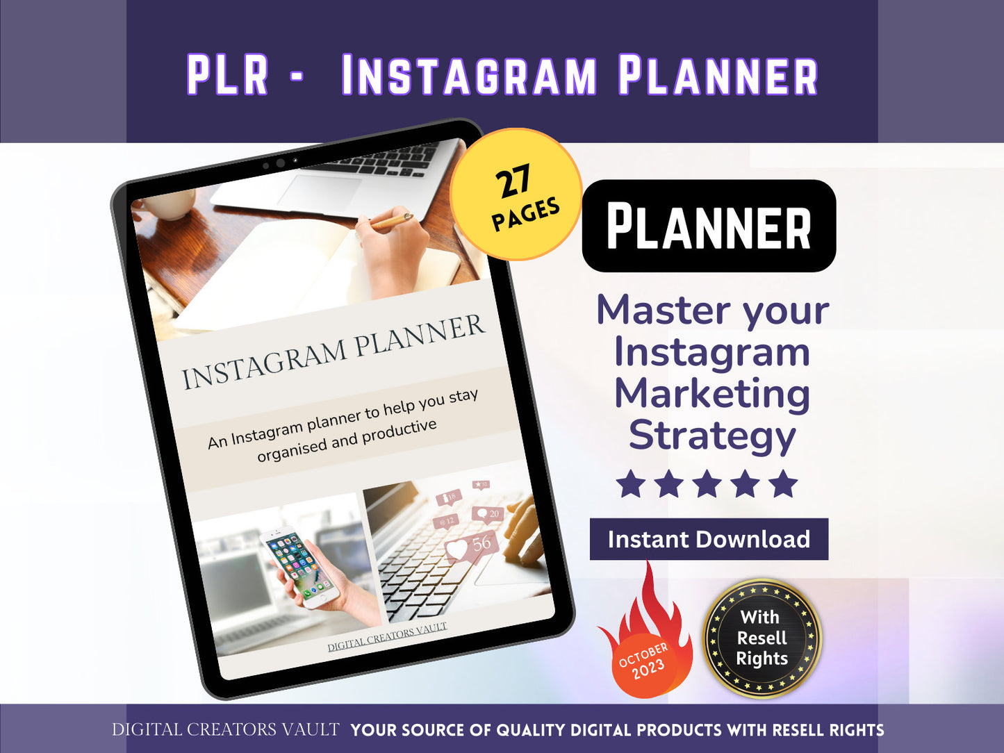 PLR - Instagram Planner |  Social Media Planner |  Blog Planner | Small Business | Social Media Content Calendar | Content Planner - MRR Products Vault