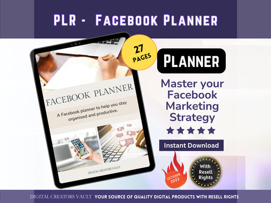 PLR - Facebook Planner |  Social Media Planner |  Blog Planner | Small Business | Social Media Content Calendar | Content Planner - MRR Products Vault