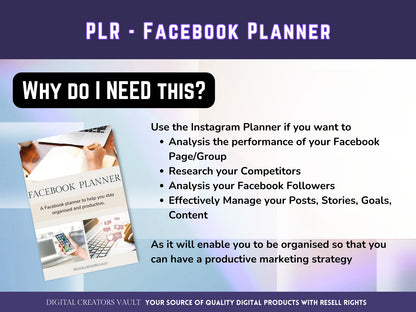 PLR - Facebook Planner |  Social Media Planner |  Blog Planner | Small Business | Social Media Content Calendar | Content Planner - MRR Products Vault